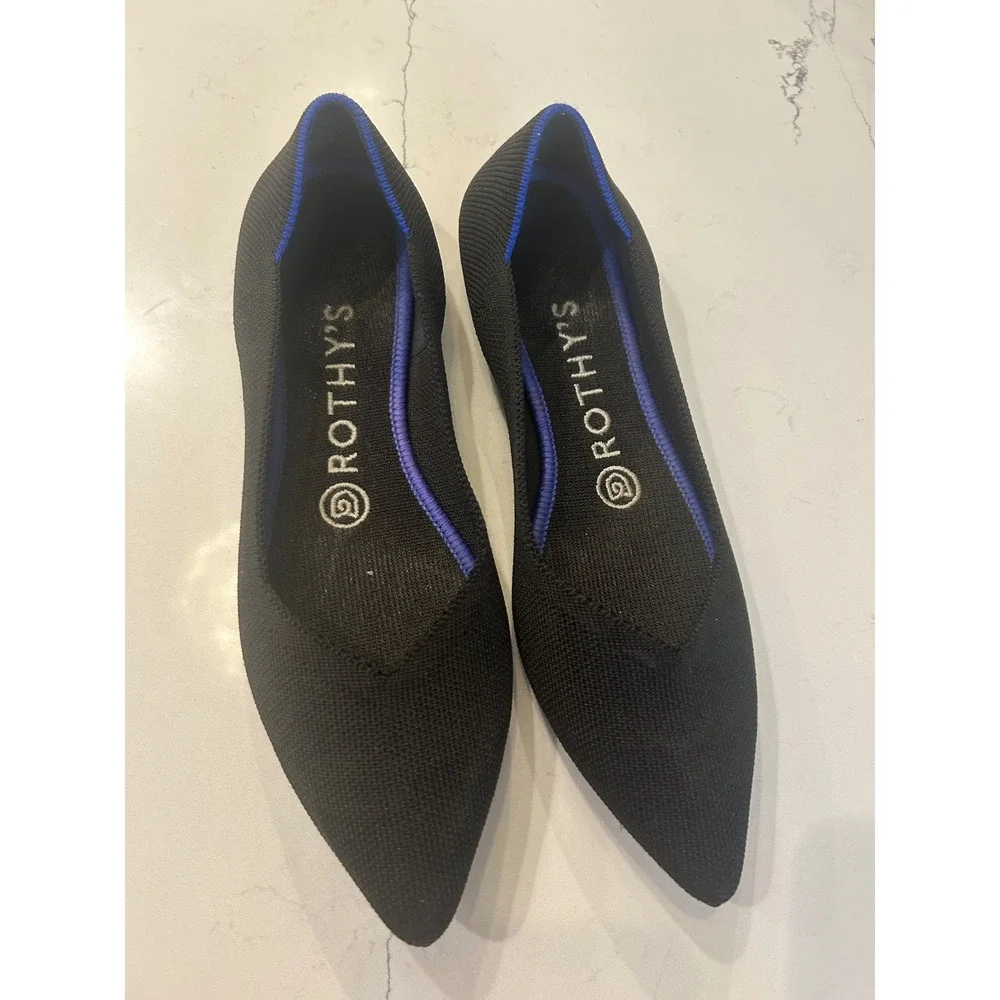 Rothy's The Point Black Pointed Toe Knit Flats Sustainable Washable Comfort